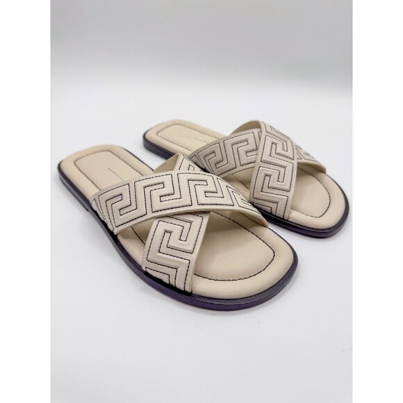 Versace Off White Motif Sandals Size 41 - Picture 5 of 16